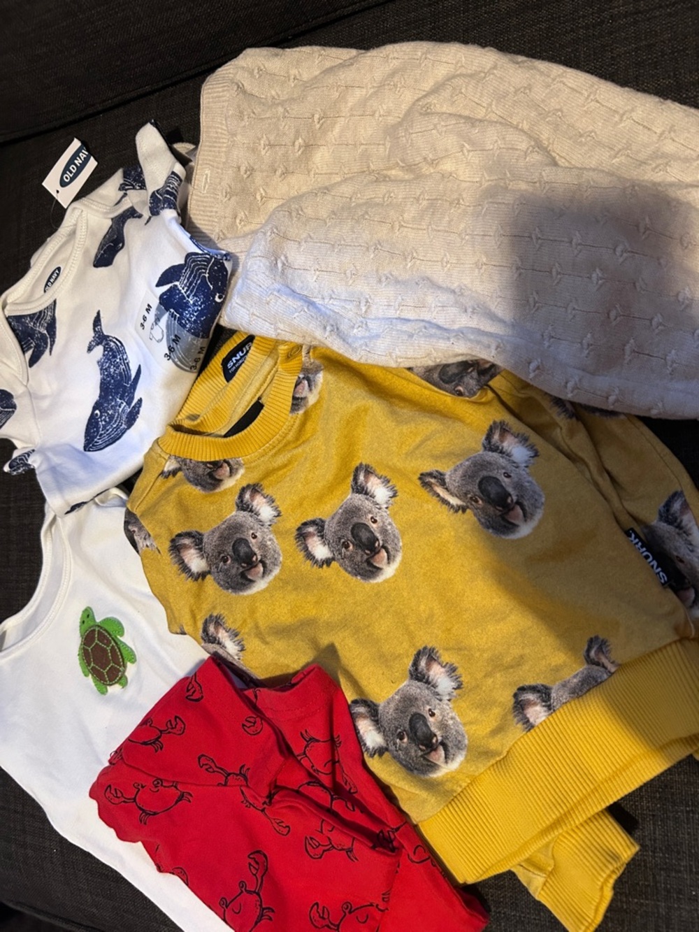 Kids 3-month clothing lot Koala Whale Turtle Crab Knit